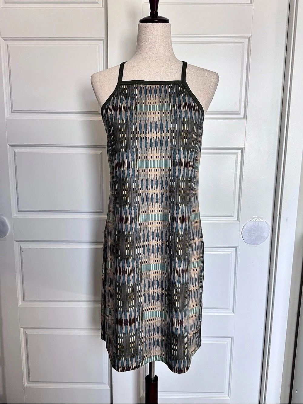 prAna Ardor Dress Size M Agave Samba Aztec Geometric Activewear Halter EUC